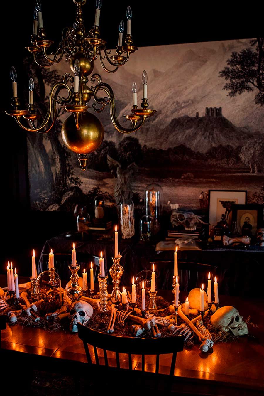 mesa de decoração halloween