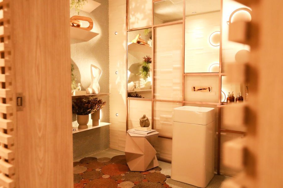 lavabo versátil com iluminação decorativa CasaCor